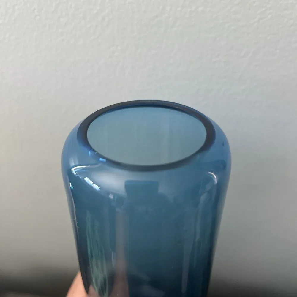 Cobalt Blue Art Glass  Vase Heavy Bottom Peaks